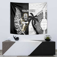 Custom Fiji And New Zealand Rugby Tapestry Aotearoa Silver Fern Mix Fijian Tapa Pattern LT14 - Polynesian Pride