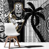 Custom Fiji And New Zealand Rugby Window Curtain Aotearoa Silver Fern Mix Fijian Tapa Pattern LT14 - Polynesian Pride