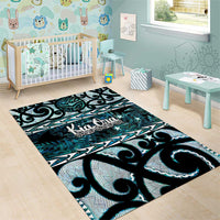 Kia Ora New Zealand Area Rug Aotearoa Proud Maori Paua Shell Silver Fern - Polynesian Pride