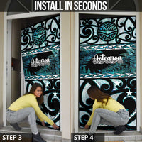 Kia Ora New Zealand Door Cover Aotearoa Proud Maori Paua Shell Silver Fern LT14 - Polynesian Pride