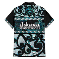 Kia Ora New Zealand Family Matching Off The Shoulder Long Sleeve Dress and Hawaiian Shirt Aotearoa Proud Maori Paua Shell Silver Fern LT14 - Polynesian Pride