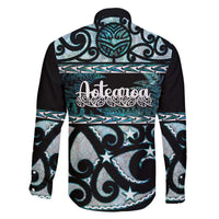 Kia Ora New Zealand Family Matching Off The Shoulder Long Sleeve Dress and Hawaiian Shirt Aotearoa Proud Maori Paua Shell Silver Fern LT14 - Polynesian Pride