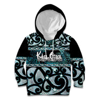 Kia Ora New Zealand Kid Hoodie Aotearoa Proud Maori Paua Shell Silver Fern LT14 Hoodie Black - Polynesian Pride