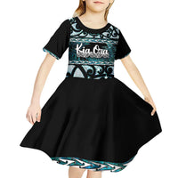 Kia Ora New Zealand Kid Short Sleeve Dress Aotearoa Proud Maori Paua Shell Silver Fern LT14 - Polynesian Pride