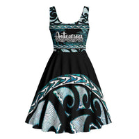 Kia Ora New Zealand Midi Dress Aotearoa Proud Maori Paua Shell Silver Fern LT14 - Polynesian Pride