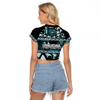 Kia Ora New Zealand Raglan Cropped T Shirt Aotearoa Proud Maori Paua Shell Silver Fern LT14 - Polynesian Pride