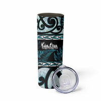 Kia Ora New Zealand Skinny Tumbler Aotearoa Proud Maori Paua Shell Silver Fern LT14 - Polynesian Pride