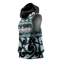 Kia Ora New Zealand Sleeveless Hoodie Aotearoa Proud Maori Paua Shell Silver Fern LT14 - Polynesian Pride