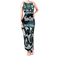 Kia Ora New Zealand Tank Maxi Dress Aotearoa Proud Maori Paua Shell Silver Fern LT14 Women Black - Polynesian Pride