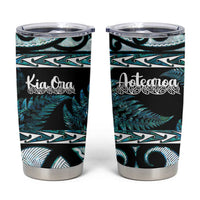 Kia Ora New Zealand Tumbler Cup Aotearoa Proud Maori Paua Shell Silver Fern LT14 Black - Polynesian Pride