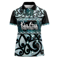 Kia Ora New Zealand Women Polo Shirt Aotearoa Proud Maori Paua Shell Silver Fern - Polynesian Pride