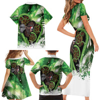 Piwakawaka New Zealand Christmas In July Family Matching Short Sleeve Bodycon Dress and Hawaiian Shirt NZ Aroha Koru Fern Marble Vibes LT14 - Polynesian Pride