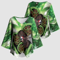 Piwakawaka New Zealand Christmas In July Kimono Sleeve Blouse NZ Aroha Koru Fern Marble Vibes LT14 - Polynesian Pride