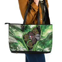 Piwakawaka New Zealand Christmas In July Leather Tote Bag NZ Aroha Koru Fern Marble Vibes LT14 - Polynesian Pride