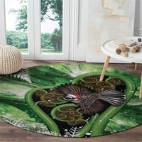 Piwakawaka New Zealand Christmas In July Round Carpet NZ Aroha Koru Fern Marble Vibes LT14 - Polynesian Pride