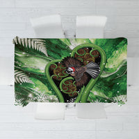 Piwakawaka New Zealand Christmas In July Tablecloth NZ Aroha Koru Fern Marble Vibes LT14 Green - Polynesian Pride