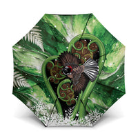 Piwakawaka New Zealand Christmas In July Umbrella NZ Aroha Koru Fern Marble Vibes LT14 One Size Folded 11.42 inch Opened Diameter 37.4 inch Green - Polynesian Pride