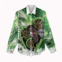 Piwakawaka New Zealand Christmas In July Women Casual Shirt NZ Aroha Koru Fern Marble Vibes LT14 - Polynesian Pride