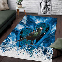 Tui Bird New Zealand Christmas In July Area Rug NZ Aroha Koru Fern Marble Vibes LT14 Blue - Polynesian Pride