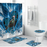 Tui Bird New Zealand Christmas In July Bathroom Set NZ Aroha Koru Fern Marble Vibes LT14 Bathroom Set (4 pcs) Blue - Polynesian Pride