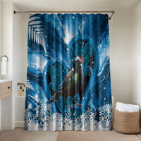 Tui Bird New Zealand Christmas In July Bathroom Set NZ Aroha Koru Fern Marble Vibes LT14 Shower Curtain Only Blue - Polynesian Pride