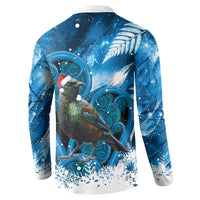Tui Bird New Zealand Christmas In July Button Sweatshirt NZ Aroha Koru Fern Marble Vibes LT14 - Polynesian Pride