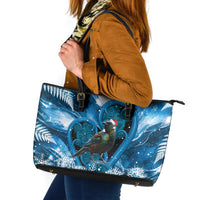 Tui Bird New Zealand Christmas In July Leather Tote Bag NZ Aroha Koru Fern Marble Vibes LT14 Blue - Polynesian Pride