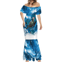 Tui Bird New Zealand Christmas In July Mermaid Dress NZ Aroha Koru Fern Marble Vibes LT14 - Polynesian Pride
