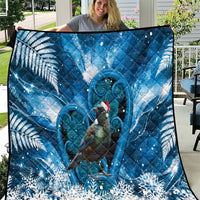 Tui Bird New Zealand Christmas In July Quilt NZ Aroha Koru Fern Marble Vibes LT14 Blue - Polynesian Pride