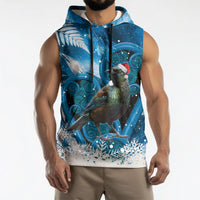 Tui Bird New Zealand Christmas In July Sleeveless Hoodie NZ Aroha Koru Fern Marble Vibes LT14 - Polynesian Pride