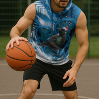 Tui Bird New Zealand Christmas In July Sleeveless Hoodie NZ Aroha Koru Fern Marble Vibes LT14 - Polynesian Pride
