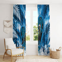 Tui Bird New Zealand Christmas In July Window Curtain NZ Aroha Koru Fern Marble Vibes LT14 - Polynesian Pride