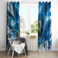 Tui Bird New Zealand Christmas In July Window Curtain NZ Aroha Koru Fern Marble Vibes LT14 - Polynesian Pride