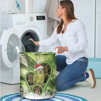 Kakapo New Zealand Christmas In July Laundry Basket NZ Aroha Koru Fern Marble Vibes LT14 - Polynesian Pride