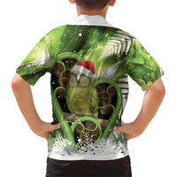 Kakapo New Zealand Christmas In July Family Matching Long Sleeve Bodycon Dress and Hawaiian Shirt NZ Aroha Koru Fern Marble Vibes LT14 - Polynesian Pride
