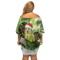 Kakapo New Zealand Christmas In July Family Matching Off Shoulder Short Dress and Hawaiian Shirt NZ Aroha Koru Fern Marble Vibes LT14 - Polynesian Pride