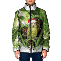 Kakapo New Zealand Christmas In July Padded Jacket NZ Aroha Koru Fern Marble Vibes LT14 Men Green - Polynesian Pride