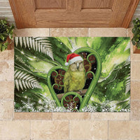 Kakapo New Zealand Christmas In July Rubber Doormat NZ Aroha Koru Fern Marble Vibes LT14 Green - Polynesian Pride