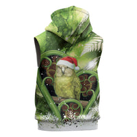 Kakapo New Zealand Christmas In July Sleeveless Zip Hoodie NZ Aroha Koru Fern Marble Vibes LT14 - Polynesian Pride