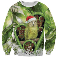Kakapo New Zealand Christmas In July Sweatshirt NZ Aroha Koru Fern Marble Vibes LT14 Unisex Green - Polynesian Pride