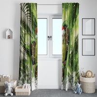 Kakapo New Zealand Christmas In July Window Curtain NZ Aroha Koru Fern Marble Vibes LT14 - Polynesian Pride