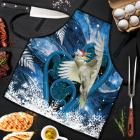 Sulphur-crested Cockatoo New Zealand Christmas In July Apron NZ Aroha Koru Fern Marble Vibes LT14 Blue - Polynesian Pride