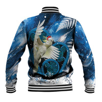 Sulphur-crested Cockatoo New Zealand Christmas In July Baseball Jacket NZ Aroha Koru Fern Marble Vibes LT14 - Polynesian Pride