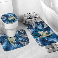 Sulphur-crested Cockatoo New Zealand Christmas In July Bathroom Set NZ Aroha Koru Fern Marble Vibes LT14 Mat Set Only (3 pcs) One Size Blue - Polynesian Pride