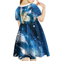 Sulphur-crested Cockatoo New Zealand Christmas In July Kid Short Sleeve Dress NZ Aroha Koru Fern Marble Vibes LT14 - Polynesian Pride
