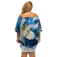 Sulphur-crested Cockatoo New Zealand Christmas In July Off Shoulder Short Dress NZ Aroha Koru Fern Marble Vibes LT14 - Polynesian Pride