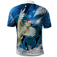 Sulphur-crested Cockatoo New Zealand Christmas In July Polo Shirt NZ Aroha Koru Fern Marble Vibes LT14 - Polynesian Pride