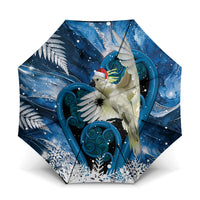 Sulphur-crested Cockatoo New Zealand Christmas In July Umbrella NZ Aroha Koru Fern Marble Vibes LT14 One Size Folded 11.42 inch Opened Diameter 37.4 inch Blue - Polynesian Pride