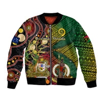Vanuatu and Australia Bomber Jacket Vanuatuan Polynesian Mix Aussie Aboriginal Art LT14 Unisex Black - Polynesian Pride