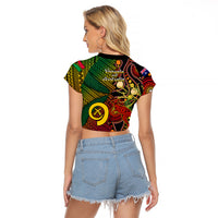 Vanuatu and Australia Raglan Cropped T Shirt Vanuatuan Polynesian Mix Aussie Aboriginal Art LT14 - Polynesian Pride